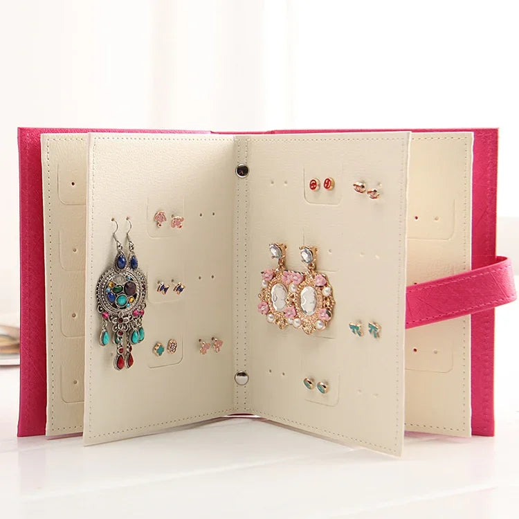Présentoir à bijoux portable en forme de livre, créatif et portable, pour boucles d'oreilles, boîte de rangement.