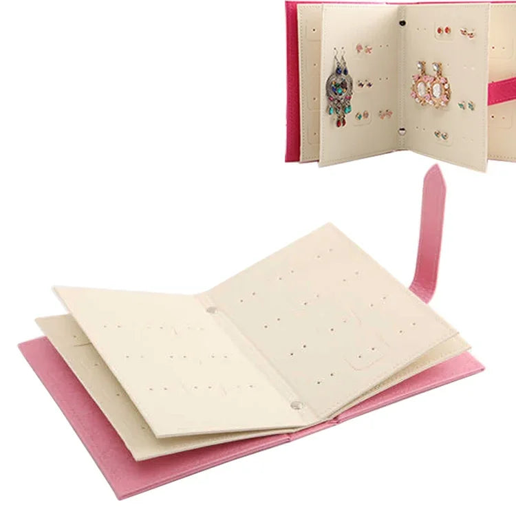 Présentoir à bijoux portable en forme de livre, créatif et portable, pour boucles d'oreilles, boîte de rangement.