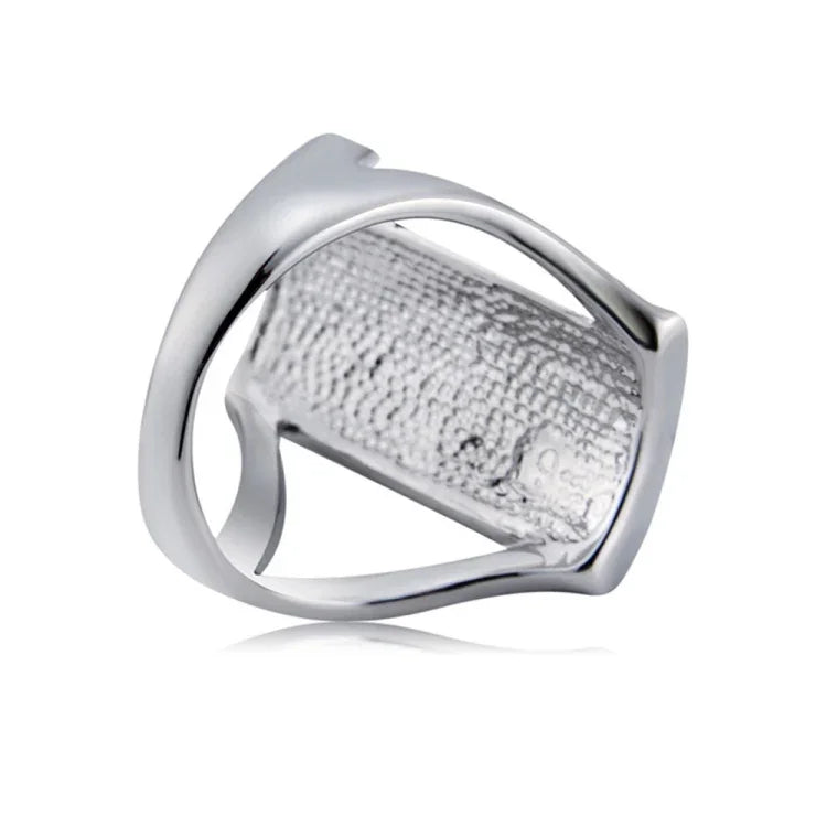 Bague rectangulaire plaquée argent avec cristal bleu pour femmes (argent avec diamant, US, taille : 7), taille : 7