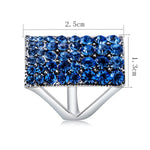 Bague rectangulaire plaquée argent avec cristal bleu pour femmes (argent avec diamant, US, taille : 7), taille : 7