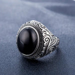 Bague en Acier Titane pour Hommes, Style Rétro Européen et Américain, avec Pierre Précieuse Turquoise, Taille : 8, Diamètre : 18,2 mm, Périmètre : 57 mm