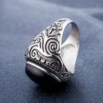 Bague en Acier Titane pour Hommes, Style Rétro Européen et Américain, avec Pierre Précieuse Turquoise, Taille : 8, Diamètre : 18,2 mm, Périmètre : 57 mm