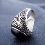 Bague Rétro en Acier Titane pour Homme avec Pierre Gemme Turquoise Style Europe et Amérique, Taille: 9, Diamètre: 19mm, Périmètre: 59.8mm, Diamètre: 19mm