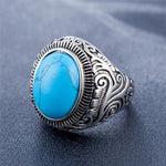 Bague Rétro Homme en Acier Titane, Style Europe et Amérique, avec Pierre Précieuse Turquoise, Taille : 11, Diamètre : 20,7 mm, Périmètre : 65 mm, Diamètre : 20,7 mm