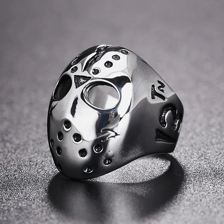 Bague en acier titane avec masque crâne style rock punk gothique européen et américain pour homme, Taille US : 11, Diamètre : 20,7 mm, Périmètre : 65 mm