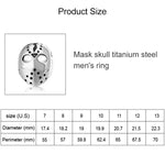 Bague en acier titane avec masque crâne style rock punk gothique européen et américain pour homme, Taille US : 11, Diamètre : 20,7 mm, Périmètre : 65 mm