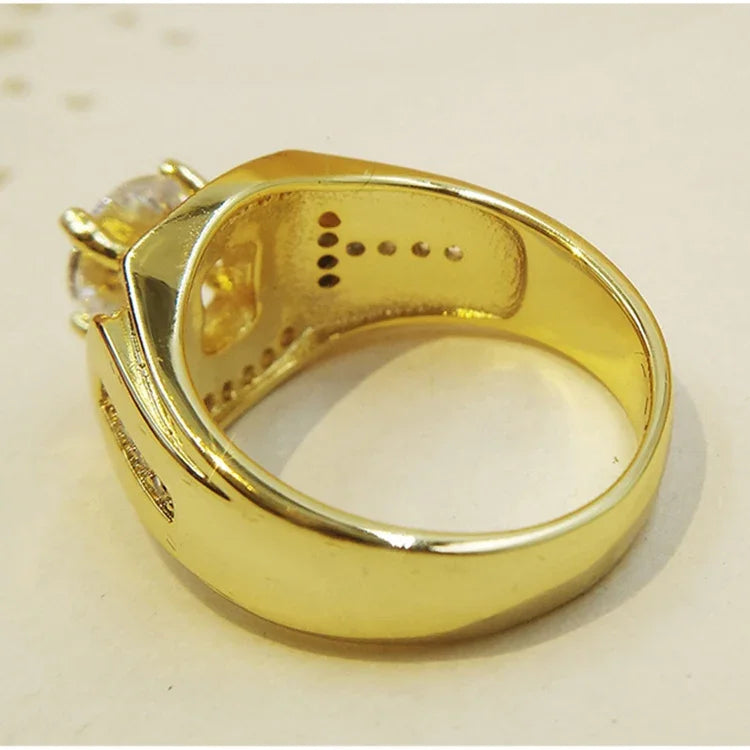 Bague en diamant pour homme en or blanc 18 carats + zircon AAA, taille : 7, diamètre : 17,3 mm, périmètre : 54,5 mm