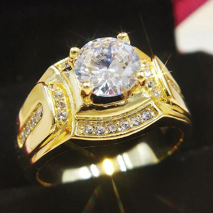 Bague homme en plaqué or blanc 18 carats et zircone AAA pour homme d'affaires, Taille : 9, Diamètre : 18,9 mm, Périmètre : 59,5 mm, Diamètre : 18,9 mm