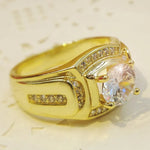 Bague homme en plaqué or blanc 18 carats et zircone AAA pour homme d'affaires, Taille : 9, Diamètre : 18,9 mm, Périmètre : 59,5 mm, Diamètre : 18,9 mm