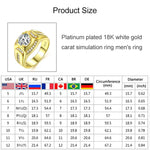 Bague homme en plaqué or blanc 18 carats et zircone AAA pour homme d'affaires, Taille : 9, Diamètre : 18,9 mm, Périmètre : 59,5 mm, Diamètre : 18,9 mm