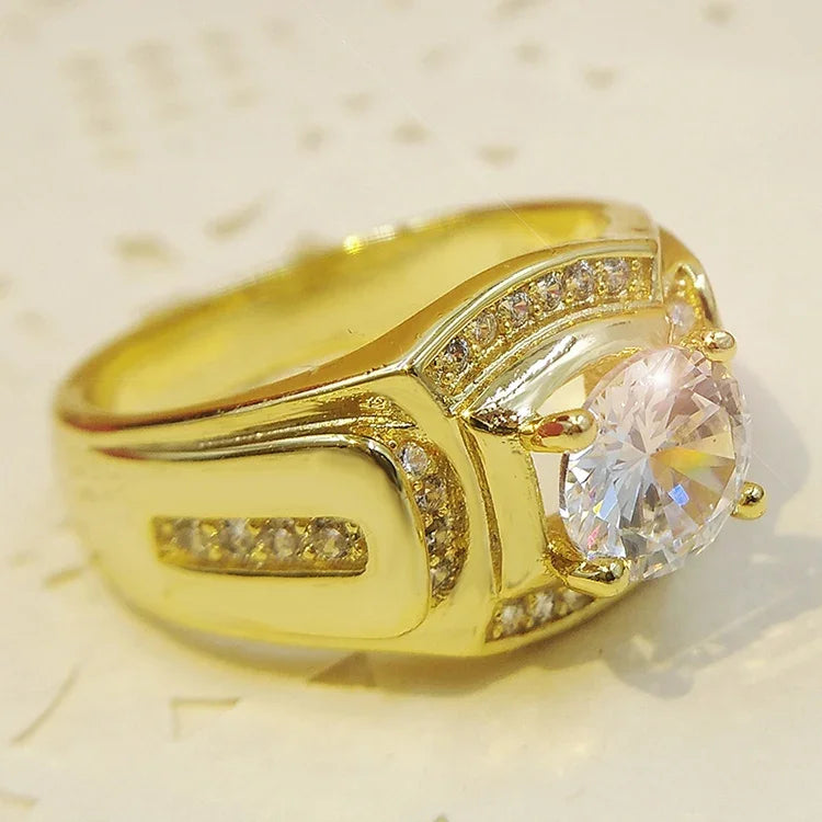 Bague homme en plaqué or blanc 18 carats + zircon AAA, motif homme d'affaires, taille 11, diamètre : 20,6 mm, périmètre : 64,6 mm, diamètre : 20,6-21,4 mm