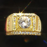 Bague de diamant pour hommes incrustée de zircon AAA + plaqué or, nouveau style, taille : 7, diamètre : 17,3 mm, périmètre : 54,4 mm, diamètre : 17,3 mm