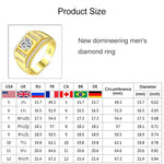 Bague de diamant pour hommes incrustée de zircon AAA + plaqué or, nouveau style, taille : 7, diamètre : 17,3 mm, périmètre : 54,4 mm, diamètre : 17,3 mm