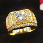 Bague homme diamantée style mode nouvelle génération plaquée or + strass zircon AAA incrusté, taille : 9, diamètre : 18,9 mm, périmètre : 59,5 mm, diamètre : 18,9 mm