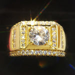 Bague homme diamantée style mode nouvelle génération plaquée or + strass zircon AAA incrusté, taille : 9, diamètre : 18,9 mm, périmètre : 59,5 mm, diamètre : 18,9 mm