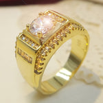 Bague homme diamantée style mode nouvelle génération plaquée or + strass zircon AAA incrusté, taille : 9, diamètre : 18,9 mm, périmètre : 59,5 mm, diamètre : 18,9 mm
