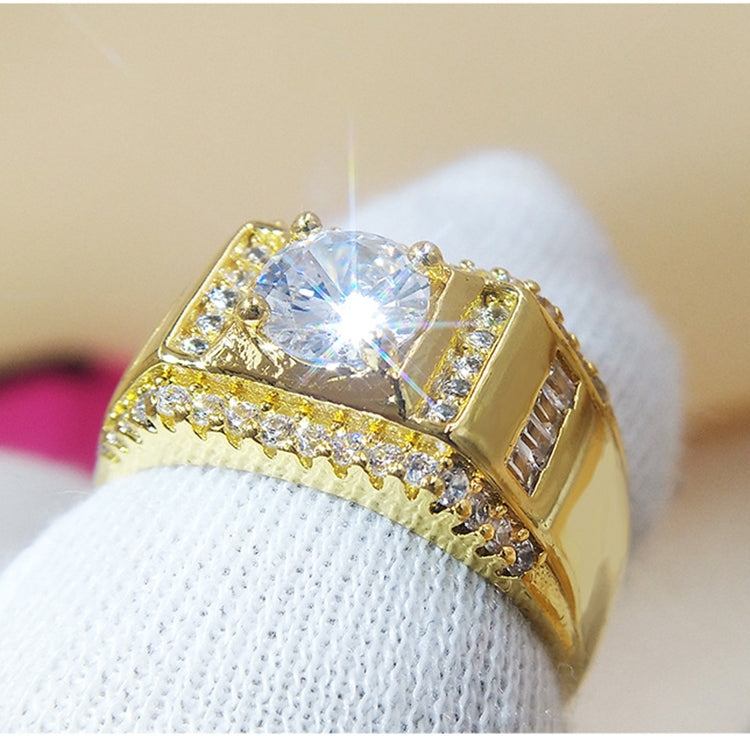 Bague homme diamantée style mode nouvelle génération plaquée or + strass zircon AAA incrusté, taille : 9, diamètre : 18,9 mm, périmètre : 59,5 mm, diamètre : 18,9 mm