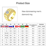 Bague homme diamantée style mode nouvelle génération plaquée or + strass zircon AAA incrusté, taille : 9, diamètre : 18,9 mm, périmètre : 59,5 mm, diamètre : 18,9 mm