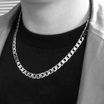 Collier long simple hip-hop en alliage mode Europe et Amérique, largeur : 12 mm, longueur : 80 cm