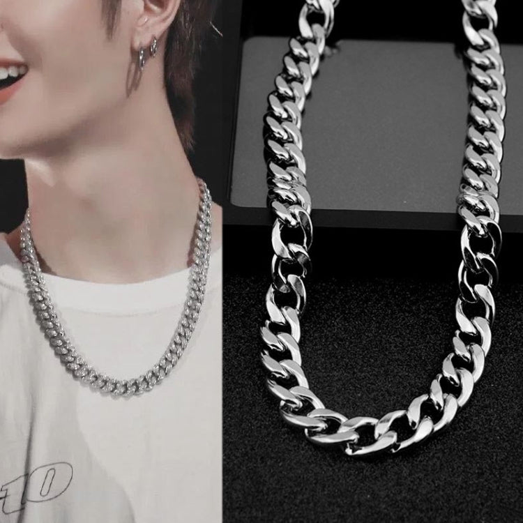Collier long simple hip-hop en alliage mode Europe et Amérique, largeur : 12 mm, longueur : 80 cm