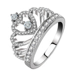 Bague en zircone plaquée platine en forme de couronne de reine princesse, taille américaine : 8, diamètre : 18,1 mm, périmètre : 57 mm, 8