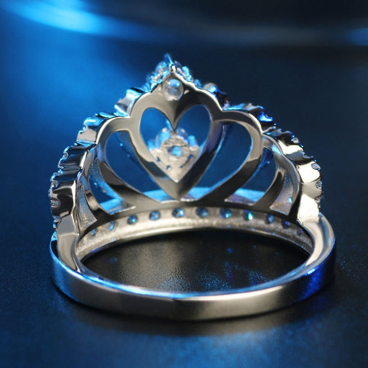 Bague en zircone plaquée platine en forme de couronne de reine princesse, taille américaine : 8, diamètre : 18,1 mm, périmètre : 57 mm, 8