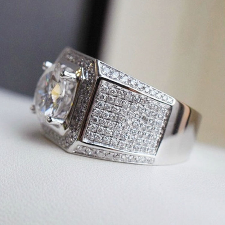 Bague en argent à micro-insertion de strass, taille américaine : 8, diamètre : 17,4 mm, périmètre : 55 mm, 8