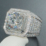 Bague en argent à micro-insertion de strass, taille américaine : 8, diamètre : 17,4 mm, périmètre : 55 mm, 8