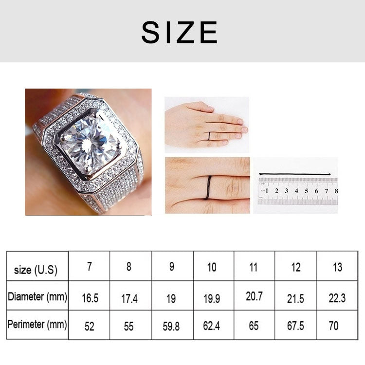 Bague en argent à micro-insertion de strass, taille américaine : 8, diamètre : 17,4 mm, périmètre : 55 mm, 8