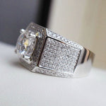 Bague en Argent Micro-insert de Strass Entier Tendance, Taille US: 10, Diamètre: 19.9mm, Périmètre: 62.4mm, 10