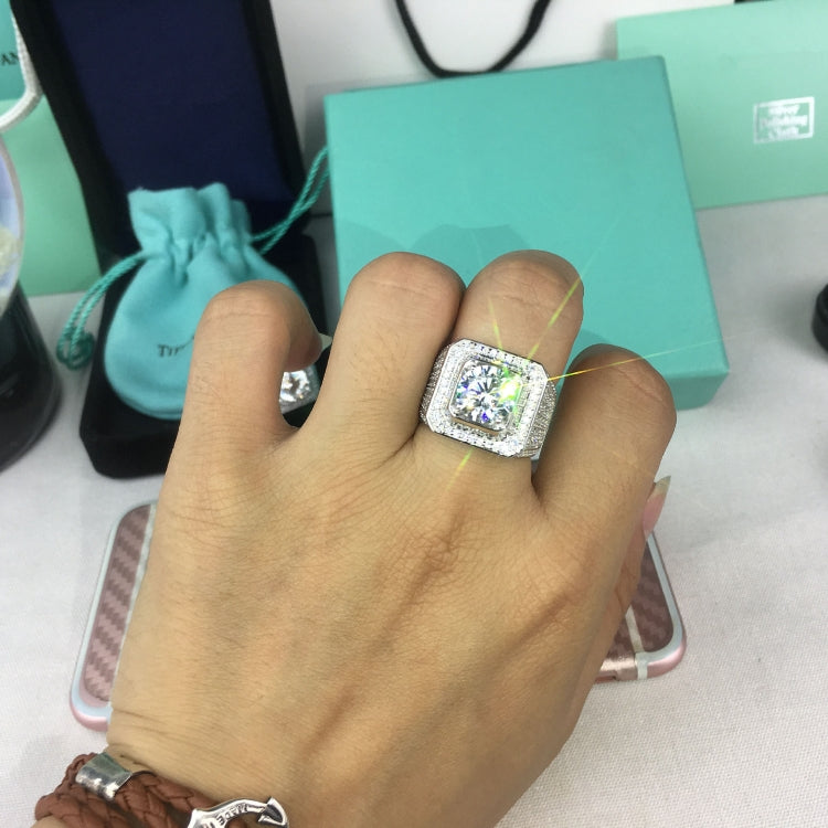 Bague en Argent Micro-insert de Strass Entier Tendance, Taille US: 10, Diamètre: 19.9mm, Périmètre: 62.4mm, 10