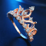 Bague en Zircon plaquée or rose en forme de couronne de princesse, taille américaine : 6, diamètre : 16,5 mm, périmètre : 51,9 mm, 6