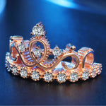 Bague en Zircon plaquée or rose en forme de couronne de princesse, taille américaine : 6, diamètre : 16,5 mm, périmètre : 51,9 mm, 6