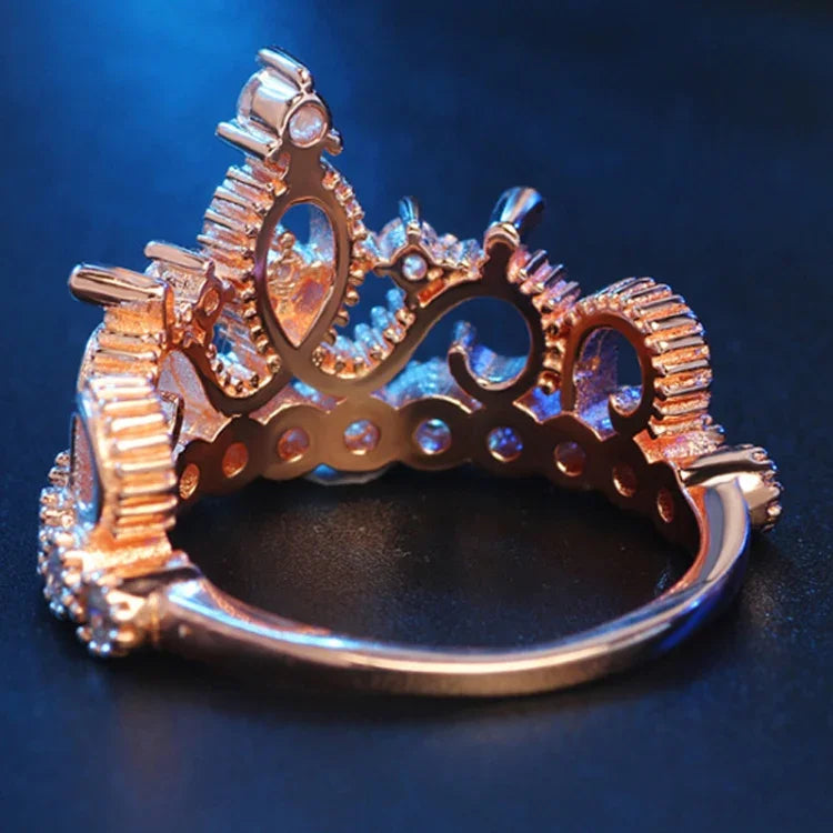 Bague en Zircon plaquée or rose en forme de couronne de princesse, taille américaine : 6, diamètre : 16,5 mm, périmètre : 51,9 mm, 6