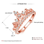 Bague en Zircon plaquée or rose en forme de couronne de princesse, taille américaine : 6, diamètre : 16,5 mm, périmètre : 51,9 mm, 6
