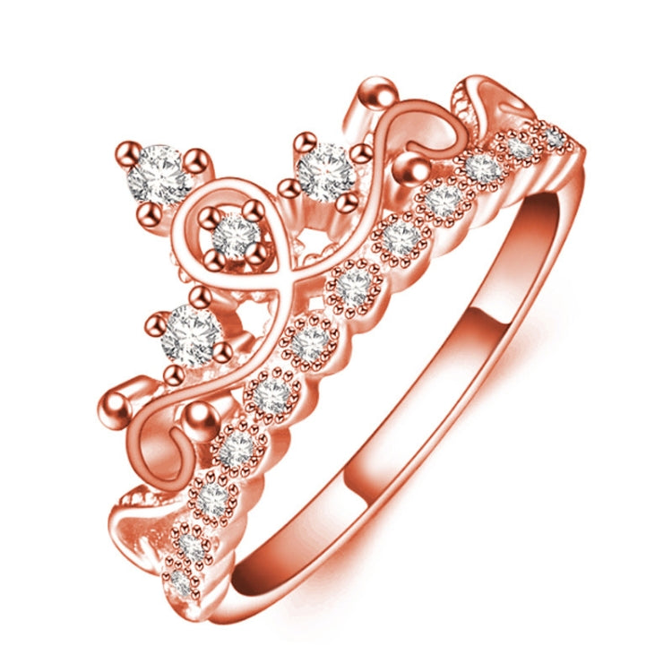 Bague en zircone plaquée or rose en forme de couronne de princesse, taille américaine: 9, diamètre: 18,9 mm, périmètre: 59,5 mm, 9