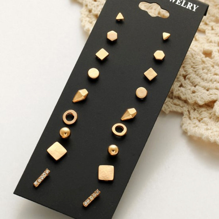 9 paires de boucles d'oreilles clous assorties sur carte pour femmes et filles, doré, argenté