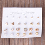 12 Ensembles de Paires Assorties de Boucles d'Oreilles Clous Multiples, Ensemble de Bijoux avec Carte pour Femmes et Filles (Argent), Or, Argent