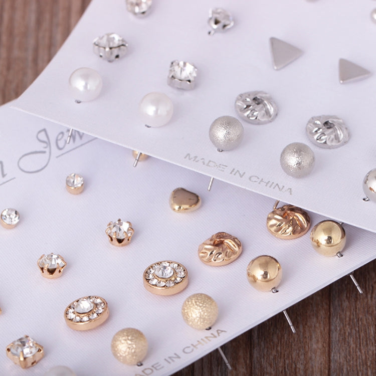 12 Ensembles de Paires Assorties de Boucles d'Oreilles Clous Multiples, Ensemble de Bijoux avec Carte pour Femmes et Filles (Argent), Or, Argent