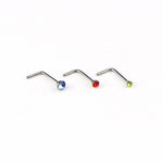 60 clous de nez en acier inoxydable en forme de diamant de couleurs mélangées, bijoux de piercing en forme de L, longueur de la tige : 7 mm, diamètre de la tige : 0,6 mm (couleur), couleur (60 pièces), blanc (60 pièces)