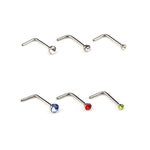 60 clous de nez en acier inoxydable en forme de diamant de couleurs mélangées, bijoux de piercing en forme de L, longueur de la tige : 7 mm, diamètre de la tige : 0,6 mm (couleur), couleur (60 pièces), blanc (60 pièces)