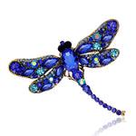 Broche Vintage Libellule Classique avec Strass, Bleue