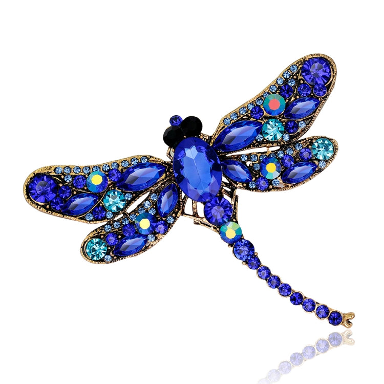 Broche Vintage Libellule Classique avec Strass, Bleue