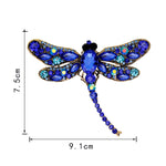 Broche Vintage Libellule Classique avec Strass, Bleue