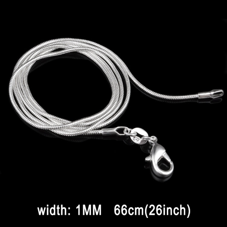 Chaîne en os de serpent plaquée argent 1MM, style personnalité (argent, longueur : 26 pouces), longueur : 26 pouces