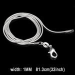 Chaîne en os de serpent plaqué argent, Personnalité 1MM (Argent, longueur: 32 pouces), longueur: 32 pouces