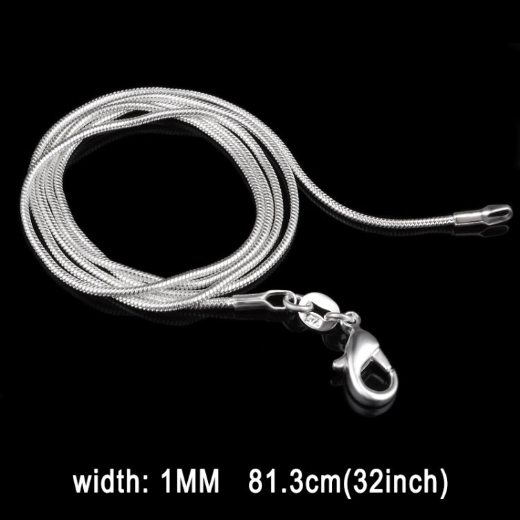 Chaîne en os de serpent plaqué argent, Personnalité 1MM (Argent, longueur: 32 pouces), longueur: 32 pouces