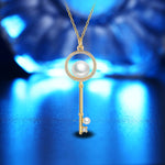 Collier pendentif perle forme diamant pour femme, tendance estivale