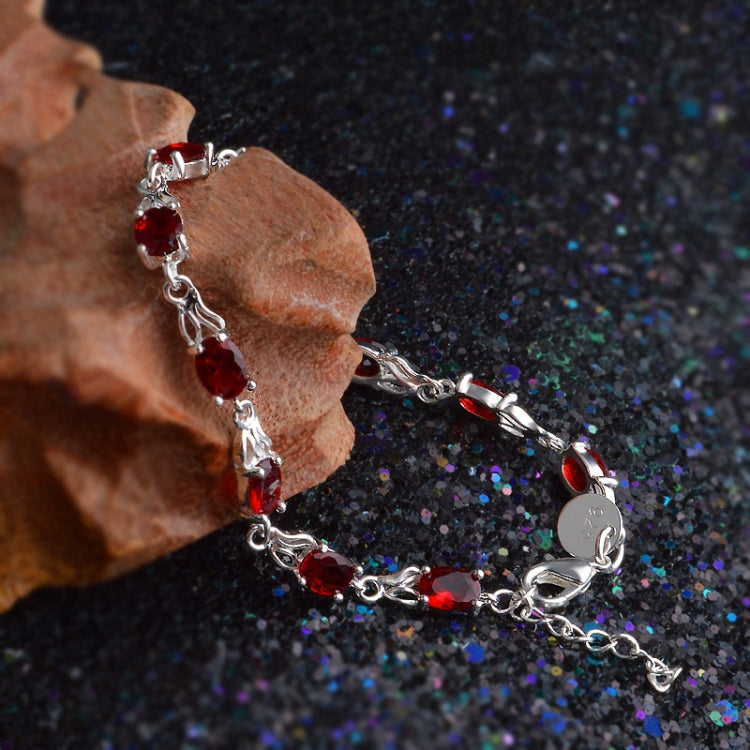 Bracelet femme élégant rubis trempé (rouge+argent)
