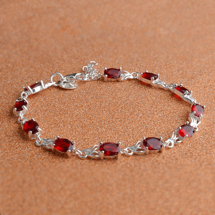 Bracelet femme élégant rubis trempé (rouge+argent)